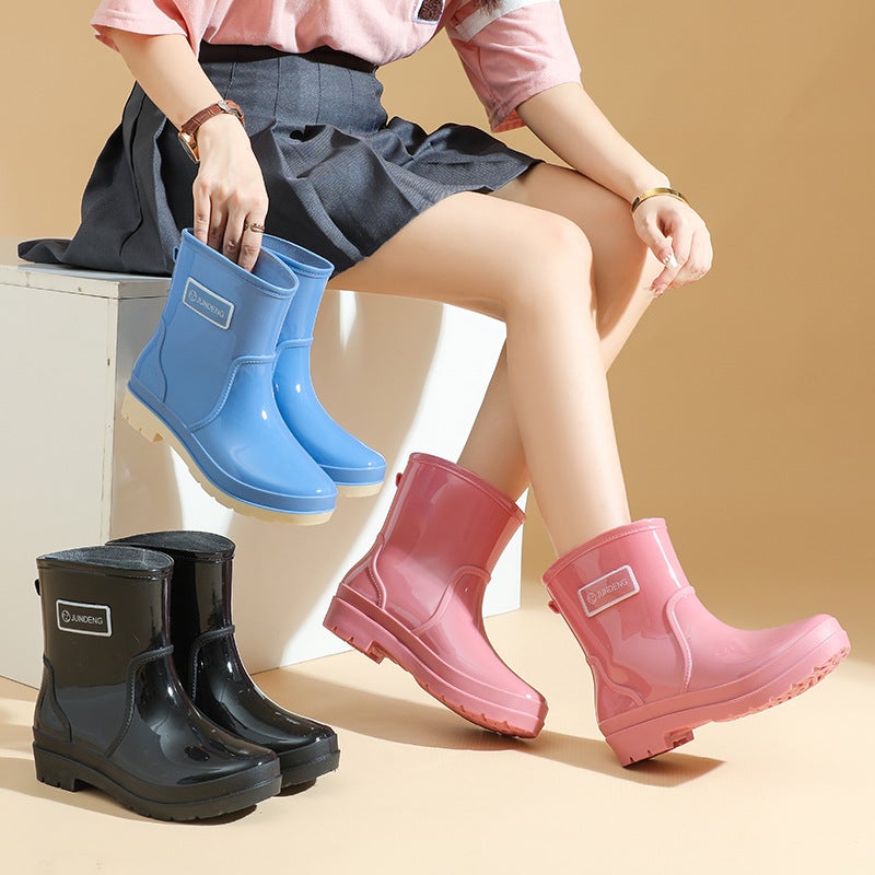 New Fashion Women'S Waterproof Rain Boots All-Match Trend Comfortable Wear-Resistant Warm Water Shoes Kitchen Camping Rain Boots - Image 3